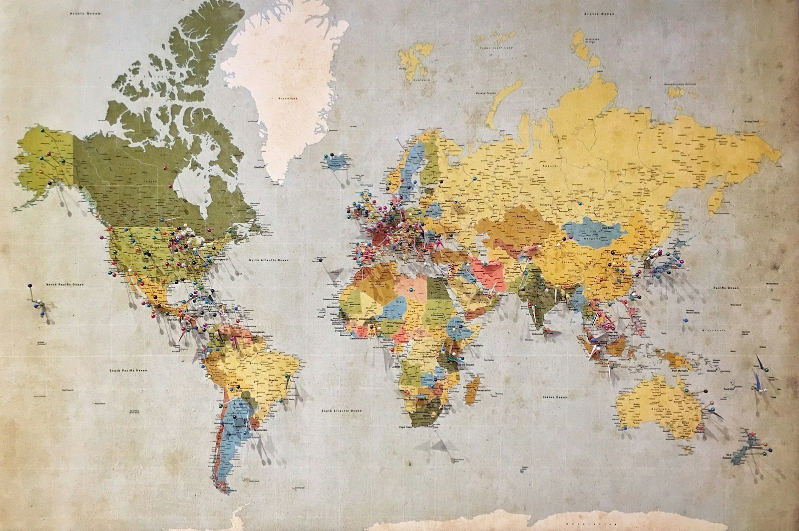 Map on a screen showing location pins for local search visibility
